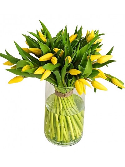 Jarron de tulipanes amarillos