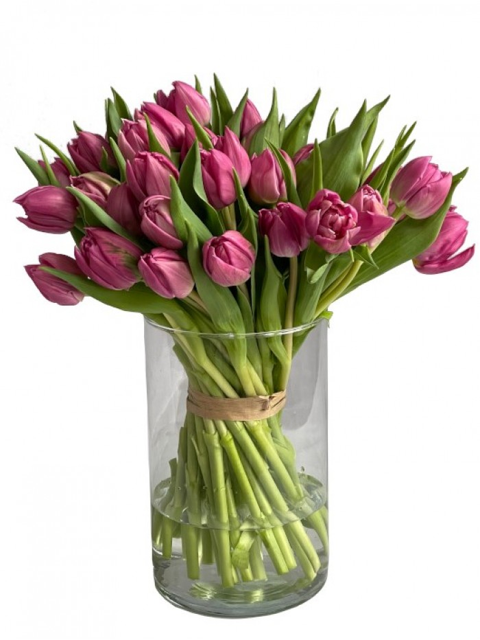 Jarron de tulipanes rosas
